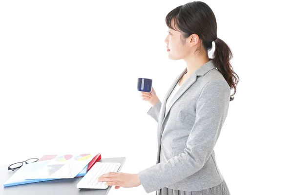 Portrait Asian Businesswoman Isolated White Background — Stock Photo, Image