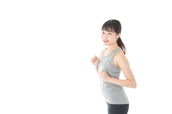 Joven Feliz Mujer Asiática Corriendo —  Fotos de Stock