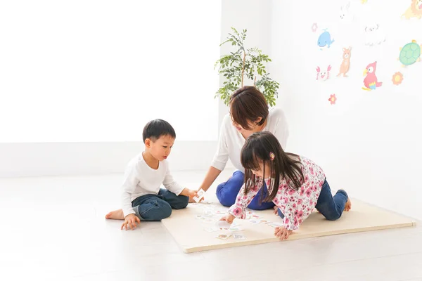 Kinder Und Lehrer Kindergarten Kindergartenkonzept — Stockfoto