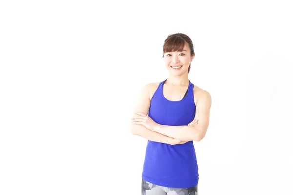 Kvinnan Bär Sportkläder För Att Träna Musklerna — Stockfoto