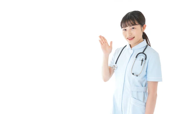 Jovem Enfermeira Vestindo Uma Roupa Enfermeira — Fotografia de Stock