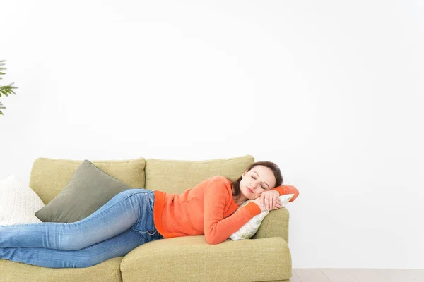 Woman Taking Nap Home — Stock Photo, Image