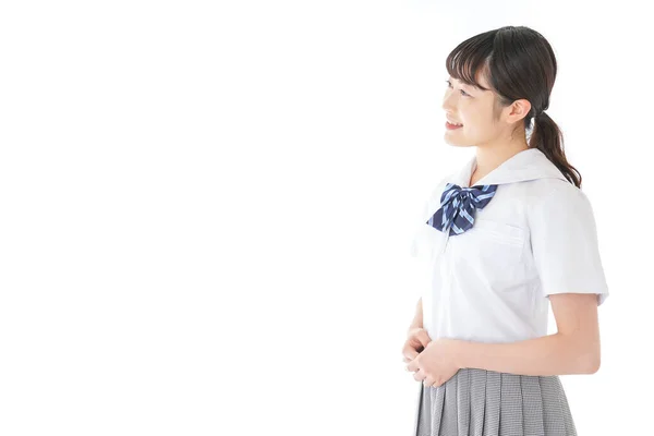 Glimlachen Aziatisch Schoolmeisje Uniform — Stockfoto