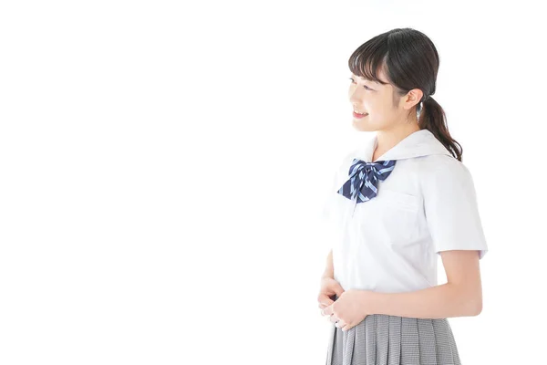 Glimlachen Aziatisch Schoolmeisje Uniform — Stockfoto