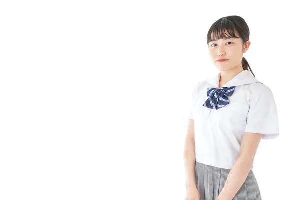 Smiling Asian Schoolgirl Uniform — Stock Photo, Image