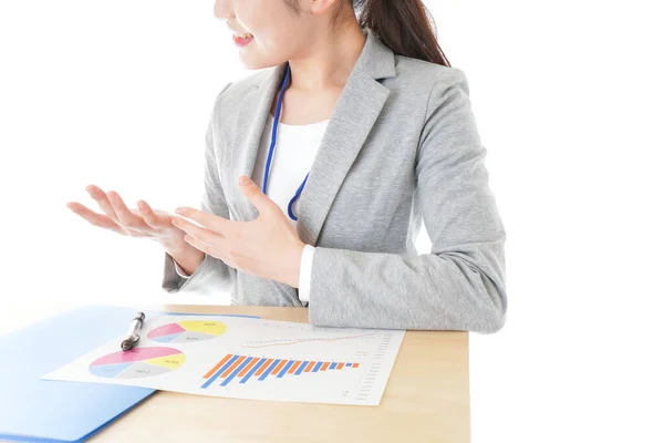 Joven Mujer Negocios Trabajando Oficina —  Fotos de Stock