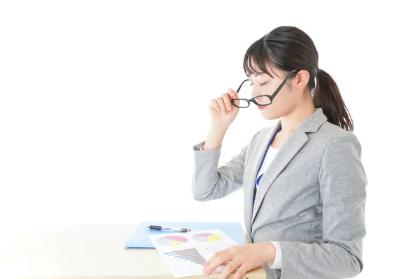 Joven Mujer Negocios Trabajando Oficina —  Fotos de Stock