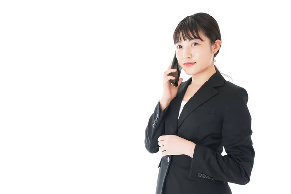 Portrait Femme Affaires Asiatique Isolé Sur Blanc — Photo