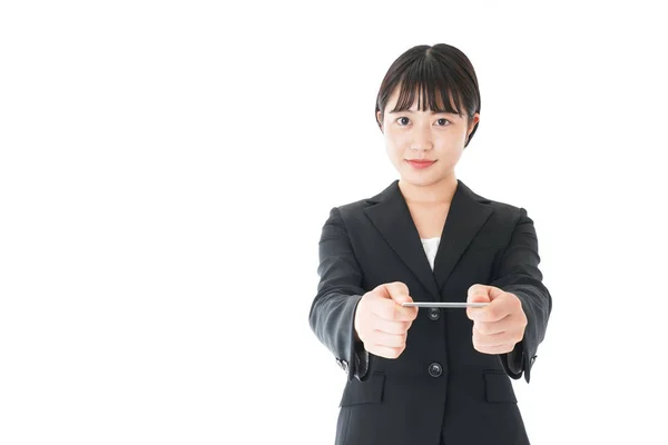 Retrato Empresaria Asiática Aislada Sobre Fondo Blanco — Foto de Stock