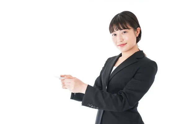 Retrato Mulher Negócios Asiática Isolada Branco — Fotografia de Stock