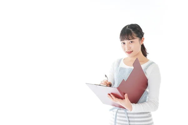 Young Cafe Staff Checking Order — Stock Photo, Image