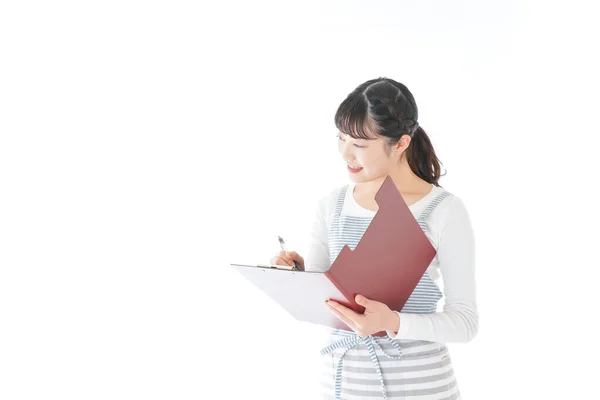 Young Cafe Staff Checking Order — Stock Photo, Image