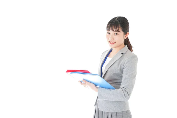 Young Businesswoman Holding Folders — Stock Photo, Image