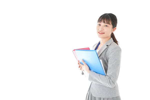 Young Businesswoman Holding Folders — Stock Photo, Image