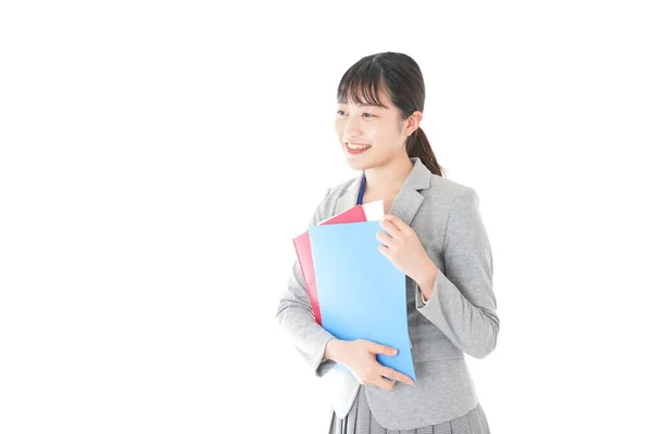 Joven Empresaria Sosteniendo Carpetas — Foto de Stock