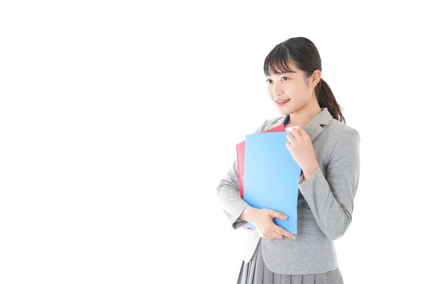 Young Businesswoman Holding Folders — Stock Photo, Image
