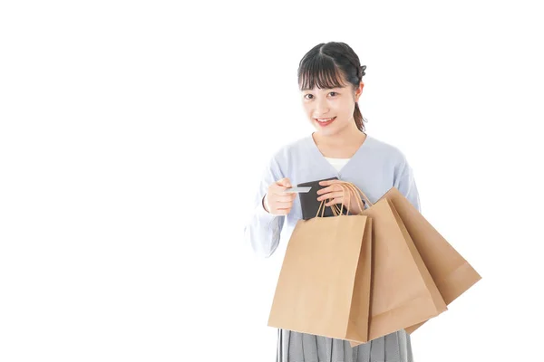 Mujer Joven Disfrutando Compras —  Fotos de Stock