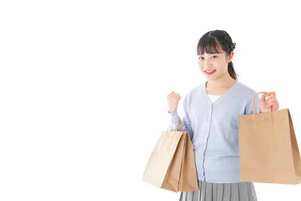 Mujer Joven Disfrutando Compras —  Fotos de Stock