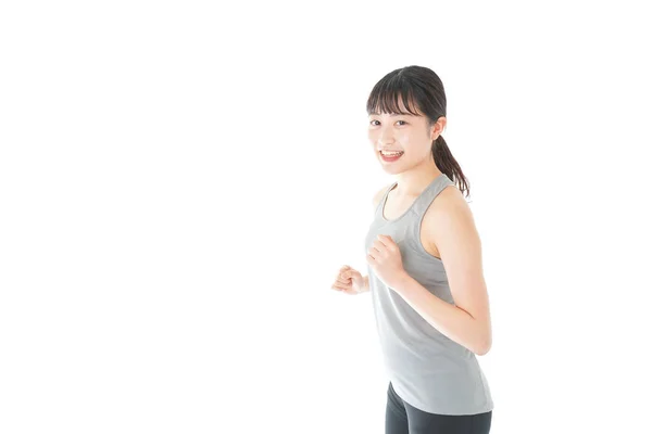 Joven Feliz Mujer Asiática Corriendo —  Fotos de Stock