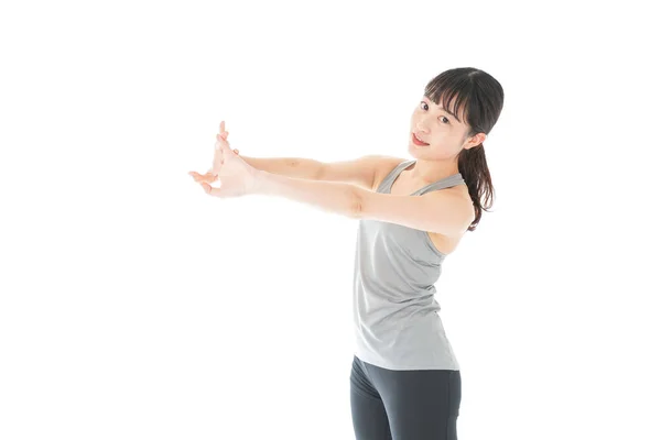 Mujer Joven Entrenando Con Ropa Deportiva — Foto de Stock