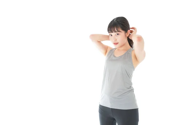 Mujer Joven Entrenando Con Ropa Deportiva —  Fotos de Stock