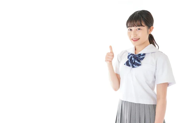 Estudante Com Sorriso Vestindo Uniforme — Fotografia de Stock