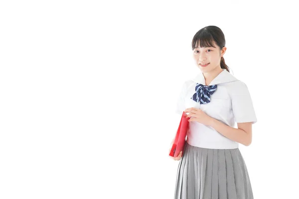 Colegiala Con Sonrisa Vistiendo Uniforme —  Fotos de Stock