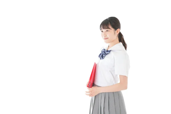 Schoolmeisje Met Glimlach Uniform — Stockfoto