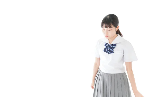 Colegiala Con Sonrisa Vistiendo Uniforme — Foto de Stock