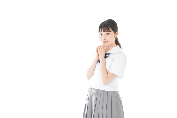 Schoolgirl Smile Wearing Uniform — Stock Photo, Image