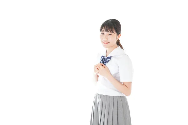 Schoolgirl Smile Wearing Uniform — Stock Photo, Image