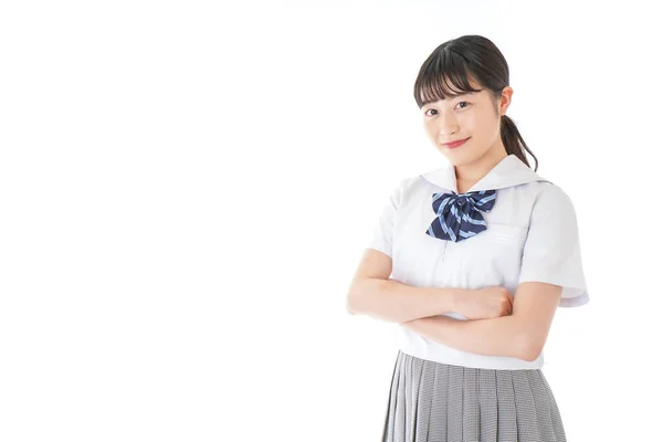 Asian Schoolgirl Arms Crossed — Stock Photo, Image