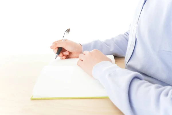 Joven Estudiante Asiática Estudiando Sentada Escritorio — Foto de Stock