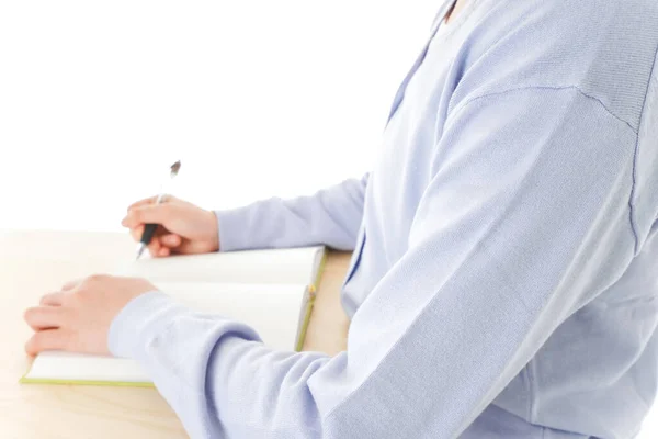 Joven Estudiante Asiática Estudiando Sentada Escritorio — Foto de Stock