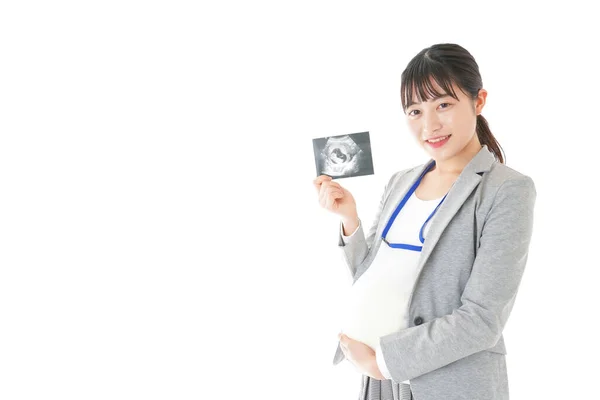 Bebek Yansıması Olan Hamile Bir Kadın — Stok fotoğraf