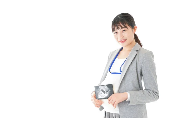 Pregnant Woman Echo Image Baby — Stock Photo, Image