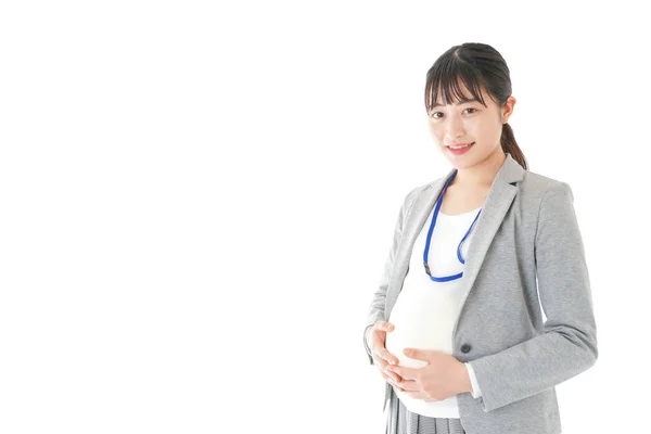 Mladý Asijské Těhotná Businesswoman — Stock fotografie