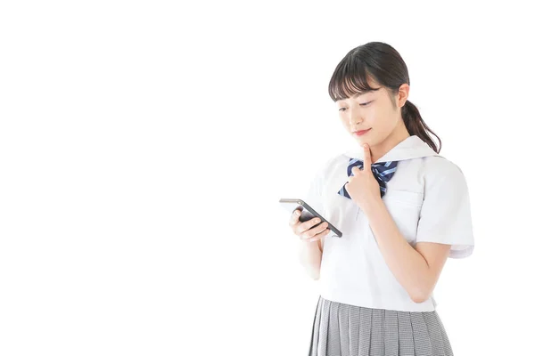 Junge Studentin Mit Smartphone — Stockfoto