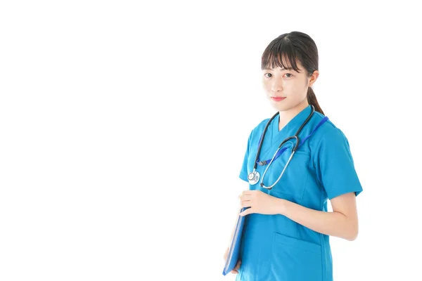 Retrato Joven Enfermera Sonriente Uniforme —  Fotos de Stock