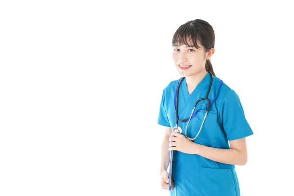 Porträt Einer Lächelnden Jungen Krankenschwester Uniform — Stockfoto