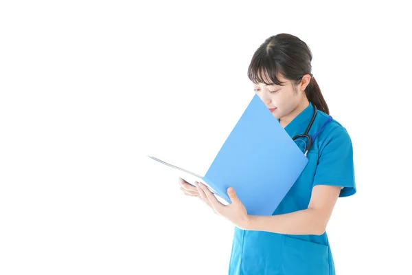 Porträtt Leende Ung Sjuksköterska Uniform — Stockfoto