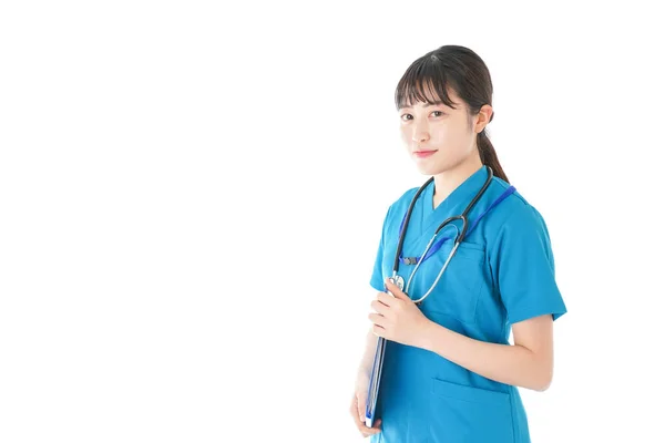 Retrato Joven Enfermera Sonriente Uniforme —  Fotos de Stock