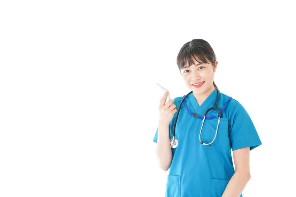 Porträt Einer Lächelnden Jungen Krankenschwester Uniform — Stockfoto