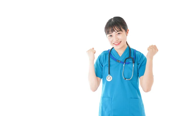 Jovem Enfermeira Animando Com Sorriso — Fotografia de Stock