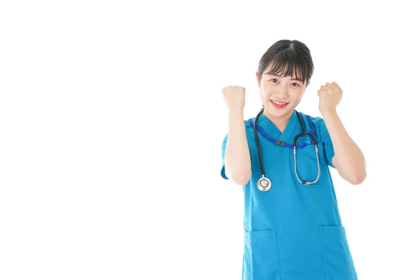 Joven Enfermera Animándose Con Una Sonrisa — Foto de Stock