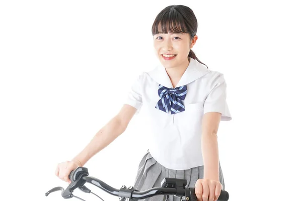 Estudiante Joven Que Escuela Bicicleta — Foto de Stock