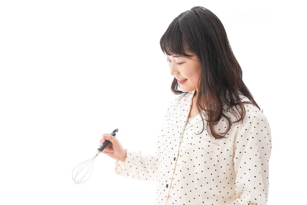 Junge Asiatische Frau Kochen Ein Frühstück — Stockfoto