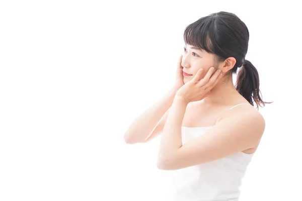 Jung Asiatisch Frau Herstellung Beauty Pflege — Stockfoto