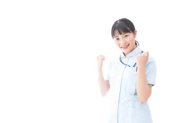 Junge Krankenschwester Gibt Mut Pose — Stockfoto