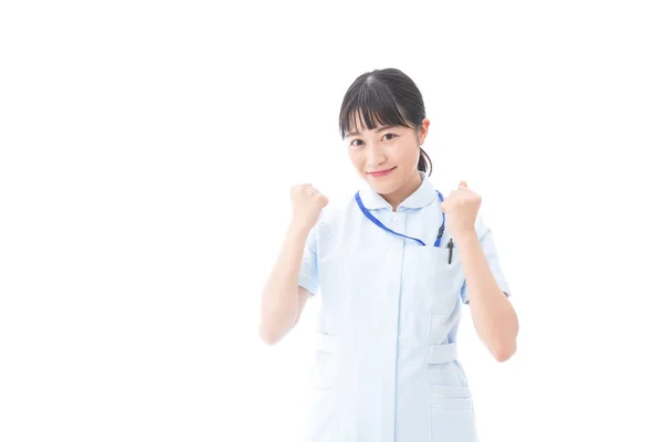 Young Nurse Giving Guts Pose — Stock Photo, Image